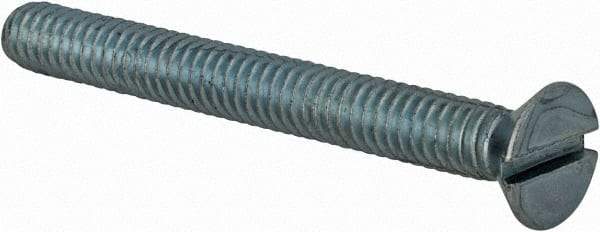 Value Collection - #8-32 UNC, 1-1/2" OAL Slotted Drive Machine Screw - Flat Head, Grade 2 Steel, Zinc-Plated Finish, Without Washer - Americas Industrial Supply