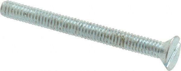 Value Collection - #8-32 UNC, 1-3/4" OAL Slotted Drive Machine Screw - Flat Head, Grade 2 Steel, Zinc-Plated Finish, Without Washer - Americas Industrial Supply