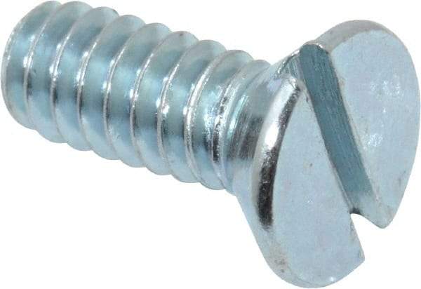 Value Collection - #10-24 UNC, 1/2" OAL Slotted Drive Machine Screw - Flat Head, Grade 2 Steel, Zinc-Plated Finish, Without Washer - Americas Industrial Supply