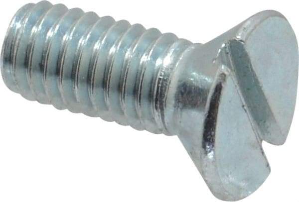 Value Collection - #10-32 UNF, 1/2" OAL Slotted Drive Machine Screw - Flat Head, Grade 2 Steel, Zinc-Plated Finish, Without Washer - Americas Industrial Supply