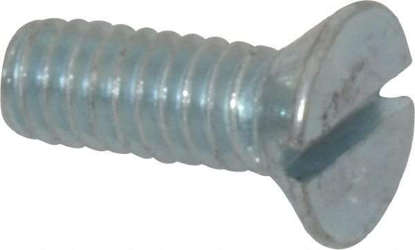 Value Collection - #12-24 UNC, 1/2" OAL Slotted Drive Machine Screw - Flat Head, Grade 2 Steel, Zinc-Plated Finish, Without Washer - Americas Industrial Supply