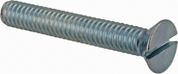 Value Collection - #12-24 UNC, 1-1/2" OAL Slotted Drive Machine Screw - Flat Head, Grade 2 Steel, Zinc-Plated Finish, Without Washer - Americas Industrial Supply
