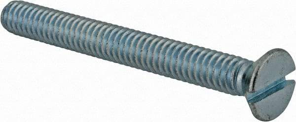 Value Collection - #12-24 UNC, 2" OAL Slotted Drive Machine Screw - Flat Head, Grade J82 Steel, Zinc-Plated Finish, Without Washer - Americas Industrial Supply