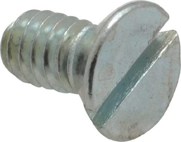 Value Collection - 1/4-20 UNC, 1/2" OAL Slotted Drive Machine Screw - Flat Head, Grade 2 Steel, Zinc-Plated Finish, Without Washer - Americas Industrial Supply