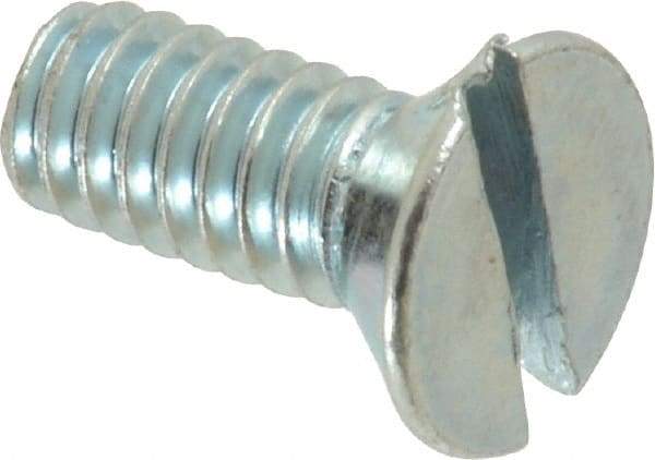 Value Collection - 1/4-20 UNC, 5/8" OAL Slotted Drive Machine Screw - Flat Head, Grade 2 Steel, Zinc-Plated Finish, Without Washer - Americas Industrial Supply