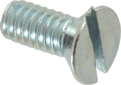 Value Collection - 1/4-20 UNC, 5/8" OAL Slotted Drive Machine Screw - Flat Head, Grade 2 Steel, Zinc-Plated Finish, Without Washer - Americas Industrial Supply