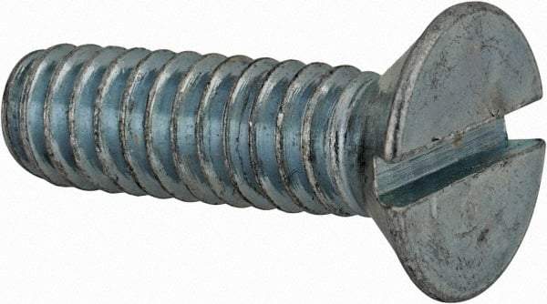 Value Collection - 1/4-20 UNC, 7/8" OAL Slotted Drive Machine Screw - Flat Head, Grade 2 Steel, Zinc-Plated Finish, Without Washer - Americas Industrial Supply