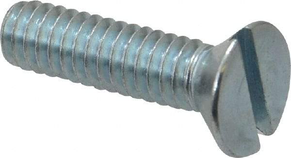 Value Collection - 1/4-20 UNC, 1" OAL Slotted Drive Machine Screw - Flat Head, Grade 2 Steel, Zinc-Plated Finish, Without Washer - Americas Industrial Supply