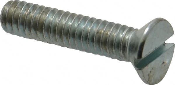 Value Collection - 1/4-20 UNC, 1-1/4" OAL Slotted Drive Machine Screw - Flat Head, Grade 2 Steel, Zinc-Plated Finish, Without Washer - Americas Industrial Supply