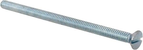 Value Collection - 1/4-20 UNC, 4-1/2" OAL Slotted Drive Machine Screw - Flat Head, Grade 2 Steel, Zinc-Plated Finish, Without Washer - Americas Industrial Supply
