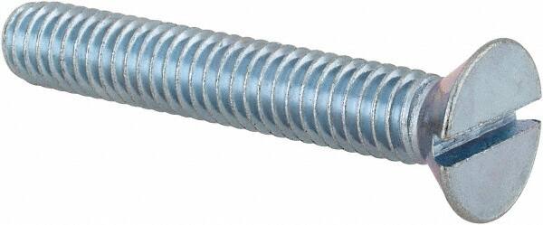 Value Collection - 5/16-18 UNC, 2" OAL Slotted Drive Machine Screw - Flat Head, Grade 2 Steel, Zinc-Plated Finish, Without Washer - Americas Industrial Supply