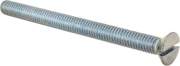 Value Collection - 5/16-18 UNC, 4" OAL Slotted Drive Machine Screw - Flat Head, Grade 2 Steel, Zinc-Plated Finish, Without Washer - Americas Industrial Supply