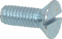Value Collection - 3/8-16 UNC, 1" OAL Slotted Drive Machine Screw - Flat Head, Grade 2 Steel, Zinc-Plated Finish, Without Washer - Americas Industrial Supply