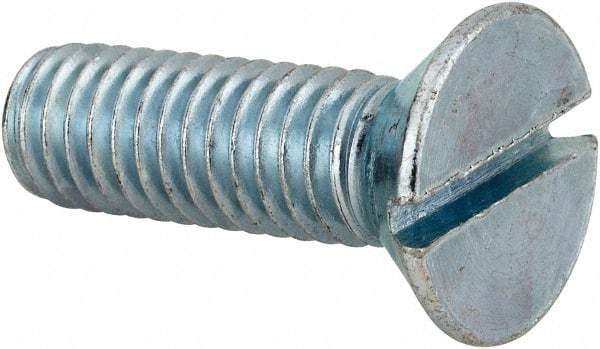 Value Collection - 3/8-16 UNC, 1-1/4" OAL Slotted Drive Machine Screw - Flat Head, Grade 2 Steel, Zinc-Plated Finish, Without Washer - Americas Industrial Supply