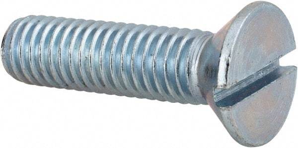 Value Collection - 3/8-16 UNC, 1-1/2" OAL Slotted Drive Machine Screw - Flat Head, Grade 2 Steel, Zinc-Plated Finish, Without Washer - Americas Industrial Supply