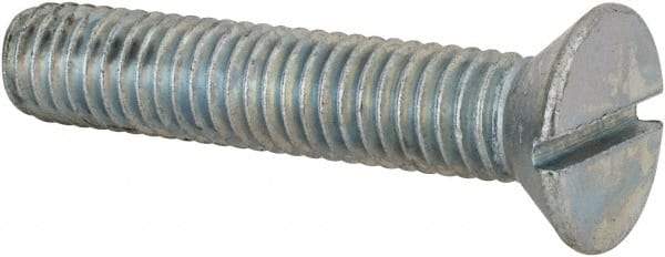 Value Collection - 3/8-16 UNC, 2" OAL Slotted Drive Machine Screw - Flat Head, Grade 2 Steel, Zinc-Plated Finish, Without Washer - Americas Industrial Supply