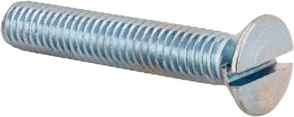 Value Collection - 3/8-16 UNC, 2-1/4" OAL Slotted Drive Machine Screw - Flat Head, Grade 2 Steel, Zinc-Plated Finish, Without Washer - Americas Industrial Supply