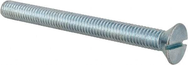 Value Collection - 3/8-16 UNC, 4" OAL Slotted Drive Machine Screw - Flat Head, Grade 2 Steel, Zinc-Plated Finish, Without Washer - Americas Industrial Supply
