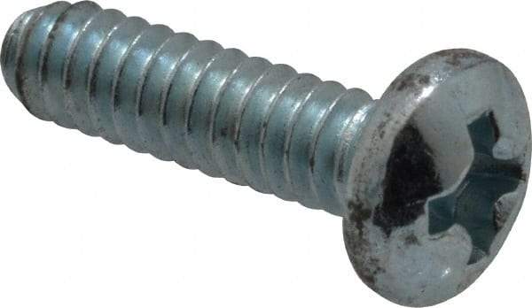 Value Collection - #6-32 UNC, 1/2" Length Under Head Phillips Drive Machine Screw - Pan Head, Grade 2 Steel, Zinc-Plated Finish, Without Washer - Americas Industrial Supply
