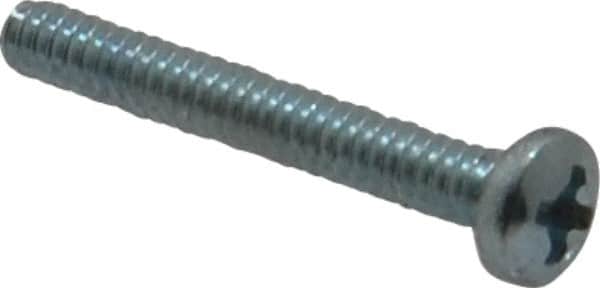 Value Collection - #6-32 UNC, 1" Length Under Head Phillips Drive Machine Screw - Pan Head, Grade 2 Steel, Zinc-Plated Finish, Without Washer - Americas Industrial Supply