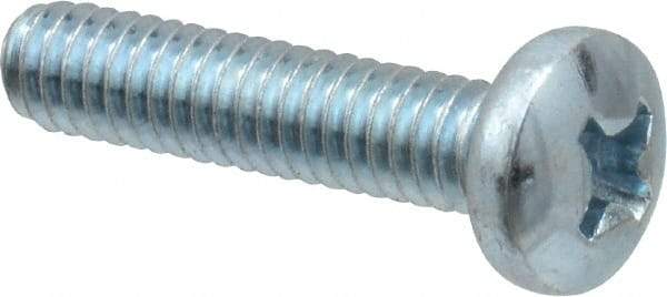 Value Collection - #8-32 UNC, 3/4" Length Under Head Phillips Drive Machine Screw - Pan Head, Grade 2 Steel, Zinc-Plated Finish, Without Washer - Americas Industrial Supply