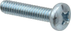Value Collection - #8-32 UNC, 3/4" Length Under Head Phillips Drive Machine Screw - Pan Head, Grade 2 Steel, Zinc-Plated Finish, Without Washer - Americas Industrial Supply
