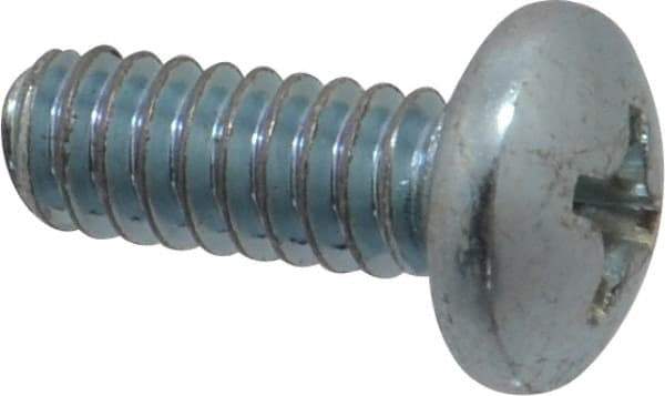 Value Collection - #10-24 UNC, 1/2" Length Under Head Phillips Drive Machine Screw - Pan Head, Grade 2 Steel, Zinc-Plated Finish, Without Washer - Americas Industrial Supply