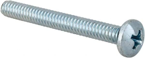 Value Collection - #10-24 UNC, 1-3/4" Length Under Head Phillips Drive Machine Screw - Pan Head, Grade 2 Steel, Zinc-Plated Finish, Without Washer - Americas Industrial Supply
