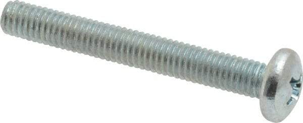 Value Collection - #10-32 UNF, 1-1/2" Length Under Head Phillips Drive Machine Screw - Pan Head, Grade 2 Steel, Zinc-Plated Finish, Without Washer - Americas Industrial Supply