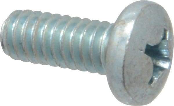 Value Collection - 1/4-20 UNC, 5/8" Length Under Head Phillips Drive Machine Screw - Pan Head, Grade 2 Steel, Zinc-Plated Finish, Without Washer - Americas Industrial Supply