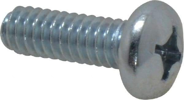 Value Collection - 1/4-20 UNC, 3/4" Length Under Head Phillips Drive Machine Screw - Pan Head, Grade 2 Steel, Zinc-Plated Finish, Without Washer - Americas Industrial Supply