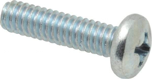 Value Collection - 1/4-20 UNC, 1" Length Under Head Phillips Drive Machine Screw - Pan Head, Grade 2 Steel, Zinc-Plated Finish, Without Washer - Americas Industrial Supply