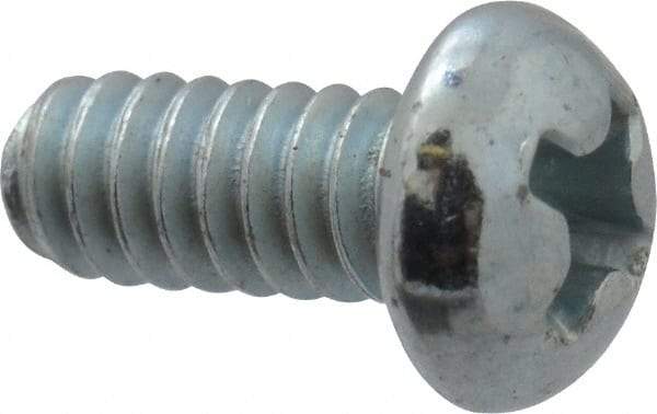 Value Collection - #6-32 UNC, 5/16" Length Under Head Phillips Drive Machine Screw - Round Head, Grade 2 Steel, Zinc-Plated Finish, Without Washer - Americas Industrial Supply