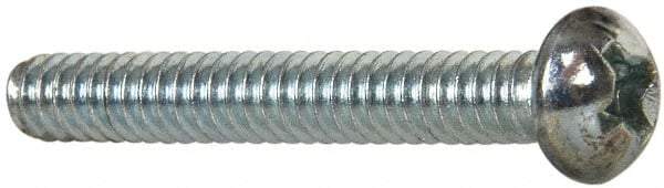 Value Collection - #6-32 UNC, 1" Length Under Head Phillips Drive Machine Screw - Round Head, Grade 2 Steel, Zinc-Plated Finish, Without Washer - Americas Industrial Supply