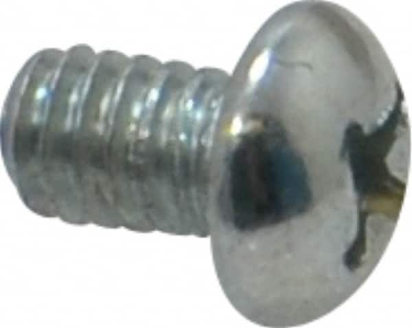 Value Collection - #8-32 UNC, 1/4" Length Under Head Phillips Drive Machine Screw - Round Head, Grade 2 Steel, Zinc-Plated Finish, Without Washer - Americas Industrial Supply