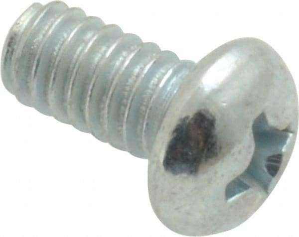 Value Collection - #8-32 UNC, 5/16" Length Under Head Phillips Drive Machine Screw - Round Head, Grade 2 Steel, Zinc-Plated Finish, Without Washer - Americas Industrial Supply