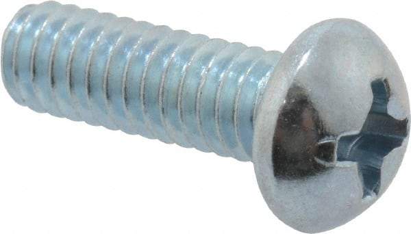Value Collection - #8-32 UNC, 1/2" Length Under Head Phillips Drive Machine Screw - Round Head, Grade 2 Steel, Zinc-Plated Finish, Without Washer - Americas Industrial Supply