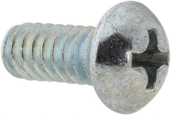 Value Collection - #10-24 UNC, 7/16" Length Under Head Phillips Drive Machine Screw - Round Head, Grade 2 Steel, Zinc-Plated Finish, Without Washer - Americas Industrial Supply