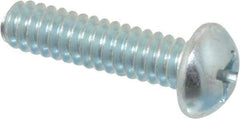 Value Collection - #10-24 UNC, 3/4" Length Under Head Phillips Drive Machine Screw - Round Head, Grade 2 Steel, Zinc-Plated Finish, Without Washer - Americas Industrial Supply
