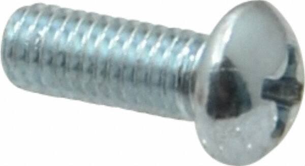 Value Collection - #10-32 UNF, 1/2" Length Under Head Phillips Drive Machine Screw - Round Head, Grade 2 Steel, Zinc-Plated Finish, Without Washer - Americas Industrial Supply