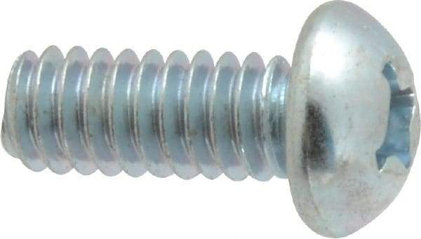 Value Collection - 1/4-20 UNC, 5/8" Length Under Head Phillips Drive Machine Screw - Round Head, Grade 2 Steel, Zinc-Plated Finish, Without Washer - Americas Industrial Supply