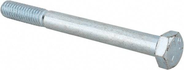 Made in USA - 5/16-18 UNC, 3-1/4" Length Under Head Hex Head Cap Screw - Partially Threaded, Grade 5 Steel, Zinc-Plated Finish, 1/2" Hex - Americas Industrial Supply