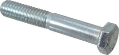 Made in USA - 3/8-16 UNC, 2-1/4" Length Under Head Hex Head Cap Screw - Partially Threaded, Grade 5 Steel, Zinc-Plated Finish, 9/16" Hex - Americas Industrial Supply