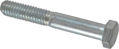 Made in USA - 3/8-16 UNC, 2-1/2" Length Under Head Hex Head Cap Screw - Partially Threaded, Grade 5 Steel, Zinc-Plated Finish, 9/16" Hex - Americas Industrial Supply