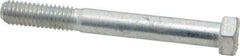 Made in USA - 3/8-16 UNC, 3-1/4" Length Under Head Hex Head Cap Screw - Partially Threaded, Grade 5 Steel, Zinc-Plated Finish, 9/16" Hex - Americas Industrial Supply
