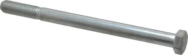 Made in USA - 3/8-16 UNC, 5" Length Under Head Hex Head Cap Screw - Partially Threaded, Grade 5 Steel, Zinc-Plated Finish, 9/16" Hex - Americas Industrial Supply