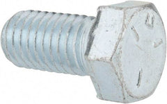 Made in USA - 1/2-13 UNC, 1" Length Under Head Hex Head Cap Screw - Fully Threaded, Grade 5 Steel, Zinc-Plated Finish, 3/4" Hex - Americas Industrial Supply