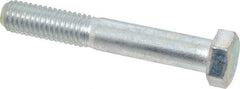 Made in USA - 1/2-13 UNC, 3-1/4" Length Under Head Hex Head Cap Screw - Partially Threaded, Grade 5 Steel, Zinc-Plated Finish, 3/4" Hex - Americas Industrial Supply