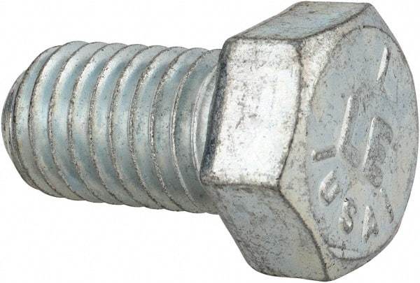 Made in USA - 9/16-12 UNC, 1" Length Under Head Hex Head Cap Screw - Fully Threaded, Grade 5 Steel, Zinc-Plated Finish, 13/16" Hex - Americas Industrial Supply