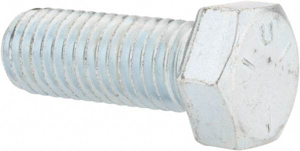 Made in USA - 9/16-12 UNC, 1-1/2" Length Under Head Hex Head Cap Screw - Fully Threaded, Grade 5 Steel, Zinc-Plated Finish, 13/16" Hex - Americas Industrial Supply